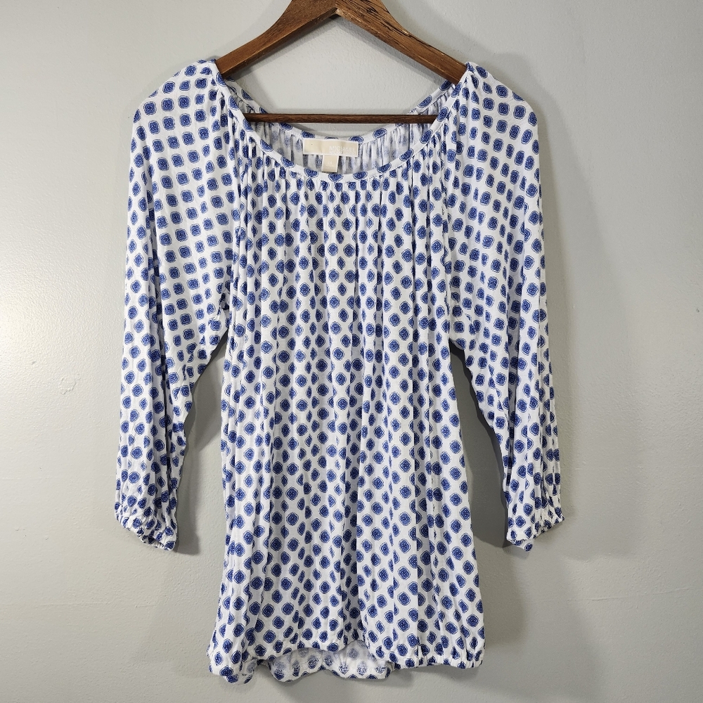 Michsel Kors size medium Blue and White Patterned Blouse